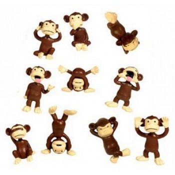 Monkey Figures - 10 Tiny Plastic Monkey Figures - Party Favors