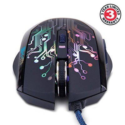 ENHANCE GX-M1 Gaming Mouse with 3500 DPI , Optical Sensor & Color-Changing LED Lights for PC Computers - Perfect for TitanFall , Battlefield 4 , Co...