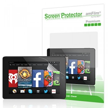 Kindle Fire HD 7 Screen Protector, amFilm® Premium HD Clear (Invisible) Screen Protector for Kindle Fire HD 7-inch and Fire HD 7 Kids Edition with ...