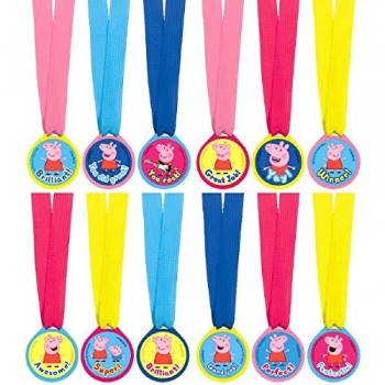 Amscan Peppa Pig Birthday Party Award Medals Favor (12 Piece), Multicolor, 13"
