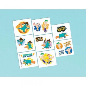 Phineas and Ferb Tattoos (16) Perry Favors Disney Birthday Party Supplies