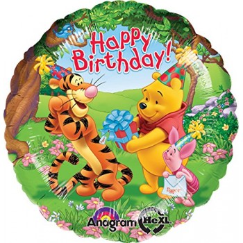 Anagram International Pooh and Friends Happy Birthday Foil Balloon Pack, Multicolor
