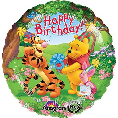 Anagram International Pooh and Friends Happy Birthday Foil Balloon Pack, Multicolor