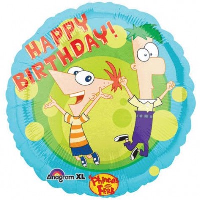 Anagram International Phineas and Ferb Happy Birthday Foil Balloon, 18", Multicolor