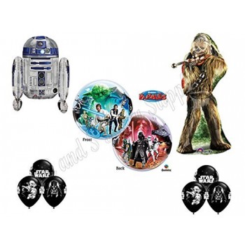 STAR WARS DELUXE Happy Birthday Balloons Decoration Supplies Chewbaca R2D2 Chewy by Anagram