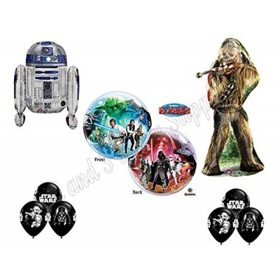 STAR WARS DELUXE Happy Birthday Balloons Decoration Supplies Chewbaca R2D2 Chewy by Anagram