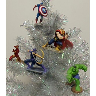 Avengers Super Hero Set of 5 Holiday Christmas Tree Ornaments Featuring Incredible Hulk, Iron Man, Thor, Captain America, Hawkeye - These Shatterpr...