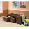Badger Basket Kid's Storage Bench with Cushion and Three Bins, Espresso