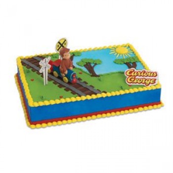 Bakery Crafts - Curious George Train Cake Decorating Topper Kit, Train:4"x3"