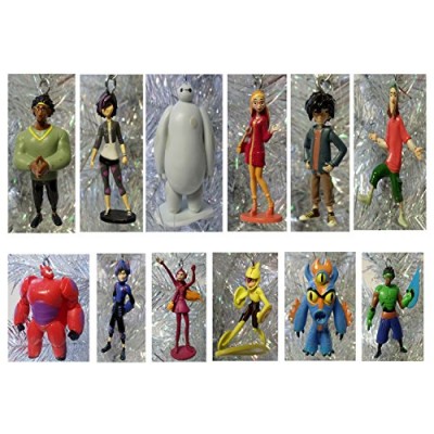 Disney Big Hero 6 Baymax & Friends 12 Piece Holiday Christmas Ornament Set Featuring Hiro Hamada, Baymax, Go Go Tomago, Honey Lemon, Wasabi and Fre...
