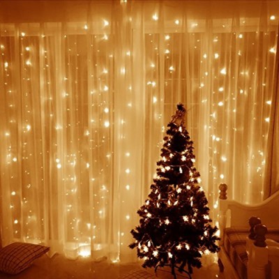 Blusow Curtain Lights 304led 9.8*9.8ft Warm White Christmas Curtain String Fairy Wedding Led Lights for Home, Garden, Holiday, Party, Outdoor Wall,...
