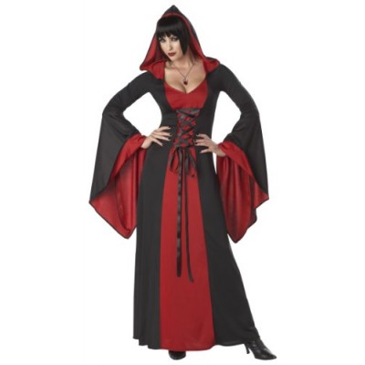 California Costumes Deluxe Hooded Robe Adult Costume, Red/Black, Large