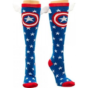 Captain America Shield and Stars Knee High Socks with Wings