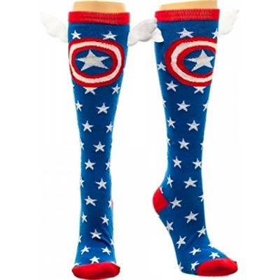 Captain America Shield and Stars Knee High Socks with Wings