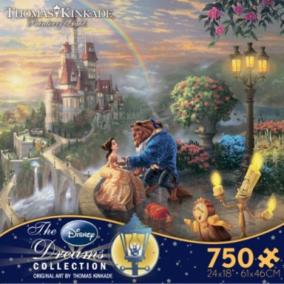 Thomas Kinkade The Disney Dreams Collection: Beauty and The Beast Falling in Love Puzzle, 750 Pieces, 24" X 18"