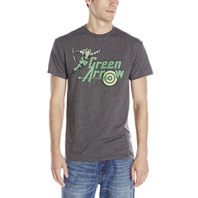 DC Comics Men's Arrow Of Green Short Sleeve T-Shirt, Charcoal Heather, Small