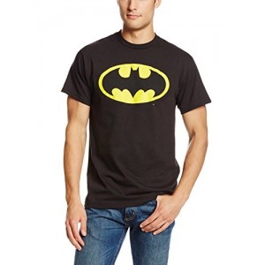 DC Comics Men's Batman Basic Logo T-Shirt, Black, Small