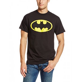 DC Comics Men's Batman Basic Logo T-Shirt, Black, Small