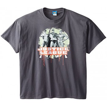 DC Comics Men's Big-Tall Justice League Trio T-Shirt, Charcoal, 3X-Large