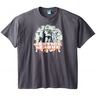 DC Comics Men's Big-Tall Justice League Trio T-Shirt, Charcoal, 3X-Large