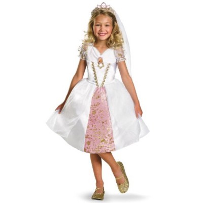 Disney Tangled Rapunzel Wedding Gown Costume, Gold/White/Pink, Small
