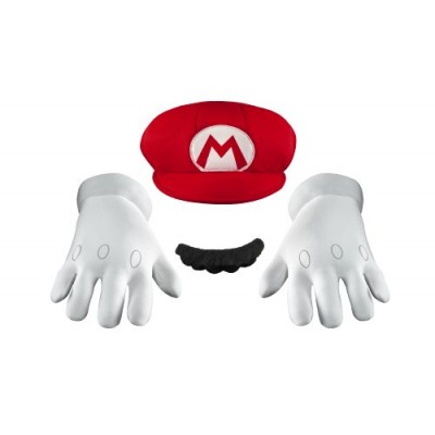 Disguise Men's Nintendo Super Mario Bros.Mario Adult Costume Accessory Kit, Red/White/Brown, One Size