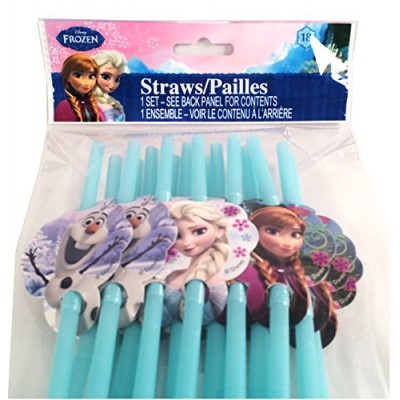 Disney Frozen disposable Straws Party with Elsa Anna & Olaf (18 straws per pack)