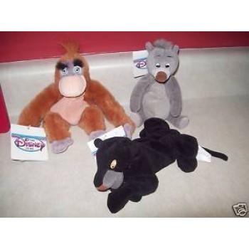 Disney Jungle Book Set of 8" Plush Bean Bags with King Louie, Baloo, and Bagherra Dolls