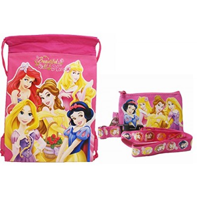 Disney Princess Hot Pink Drawstring Bag and Lanyard
