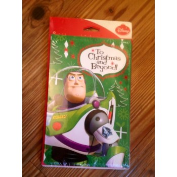 Disney Toy Story Buzz Lightyear "To Christmas and Beyond" 6 Cards and Envelopes "Wishing You a Joyful, Toyful Christmas!"