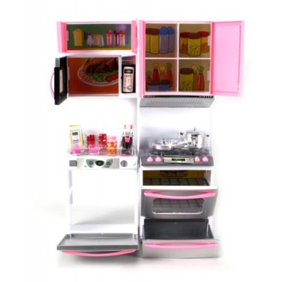 'Deluxe Modern Kitchen' Battery Operated Toy Kitchen Playset, Perfect for Use with 11.5" Tall Dolls by Doll Playsets