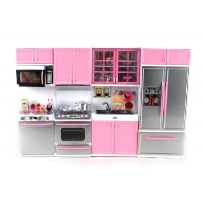 'Deluxe Modern Kitchen' Battery Operated Toy Kitchen Playset, Perfect for Use with 11.5" Tall Dolls by Doll Playsets