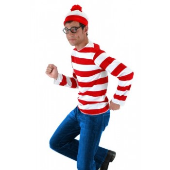 elope Where's Waldo Adult Costume Kit, Red/White, Small/Medium