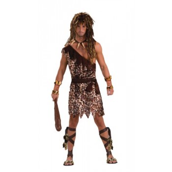 Men's Stone Age Style Cave Stud Costume, Animal Print, One Size