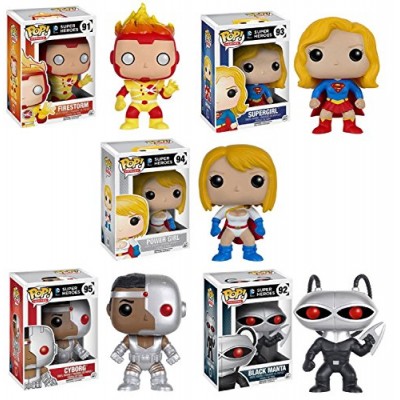 Funko POP! DC Heroes: Firestorm, Supergirl, Power Girl, Cyborg, Black Manta Vinyl Figures! Set of 5