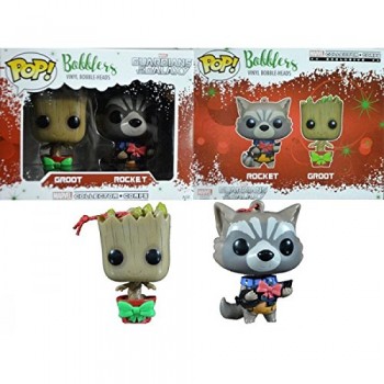 Groot and Rocket Pop Bobblers Hanging Christmas Ornaments Marvel Collectors Corp Exclusives
