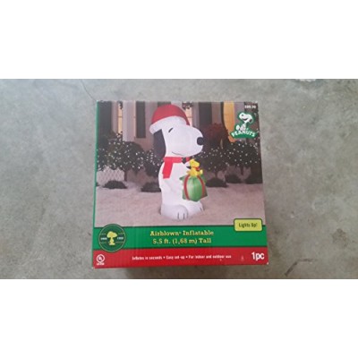 Peanuts Airblown Snoopy Scene Woodstock Present Christmas Inflatable 5.5 Ft. Outdoor Decoration