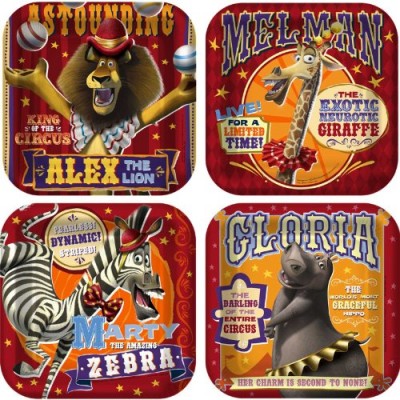 Madagascar 3 Square Dessert Plates (8) Party Accessory