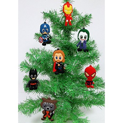 Comic Book Holiday Super Hero Christmas Ornament Set - Unique Shatterproof Plastic Design