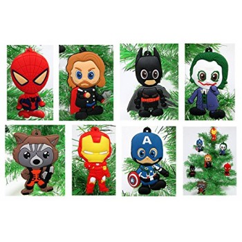 Comic Book Holiday Super Hero Christmas Ornament Set - Unique Shatterproof Plastic Design