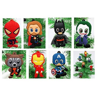 Comic Book Holiday Super Hero Christmas Ornament Set - Unique Shatterproof Plastic Design
