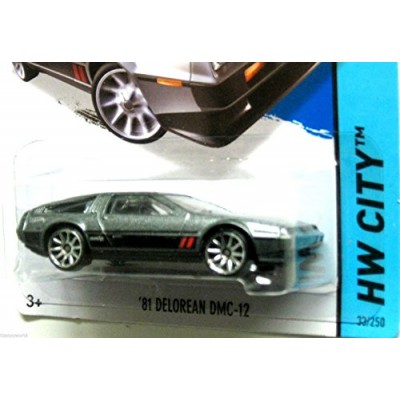 2014 Hot Wheels HW City Speed Team '81 Delorean DMC-12 (Grey with Black & Red Stripes on Sides and Hood) 33/250