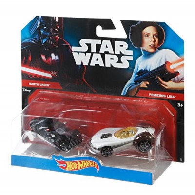Hot Wheels Star Wars Character Car 2-Pack, Darth Vader vs. Princess Leia
