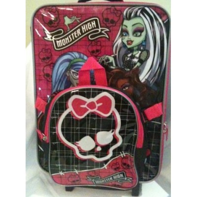 Monster High Kids Backpack and Rolling Luggage - Perfect for Sleepovers or Travel!