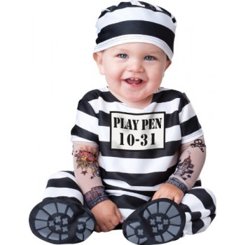 InCharacter Costumes Baby's Time Out Convict Costume, Black/White, Small