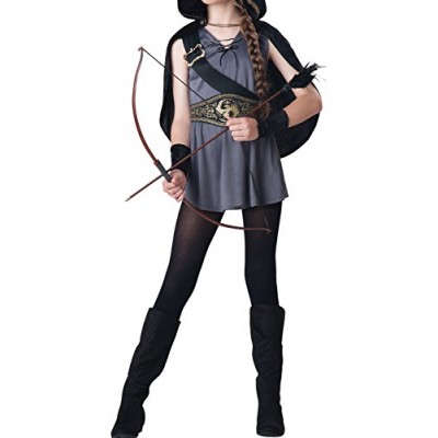 InCharacter Costumes Tween Kids Hooded Huntress Costume, Grey/Black, S (8-10)