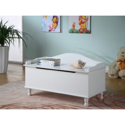 King's Brand R1018 Wood Storage Bench Toy Chest, White Finish