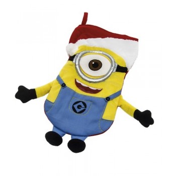 Despicable Me Stuart the Minion with Santa Hat Plush Christmas Stocking