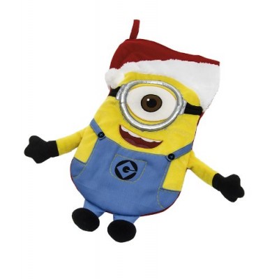 Despicable Me Stuart the Minion with Santa Hat Plush Christmas Stocking