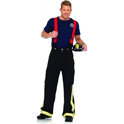 Leg Avenue Men's 3 Piece Fire Captain Costume, Black/Red, Medium/Large